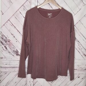 24/7 Maurices Mauve Rose Ribbed Pullover Shirt